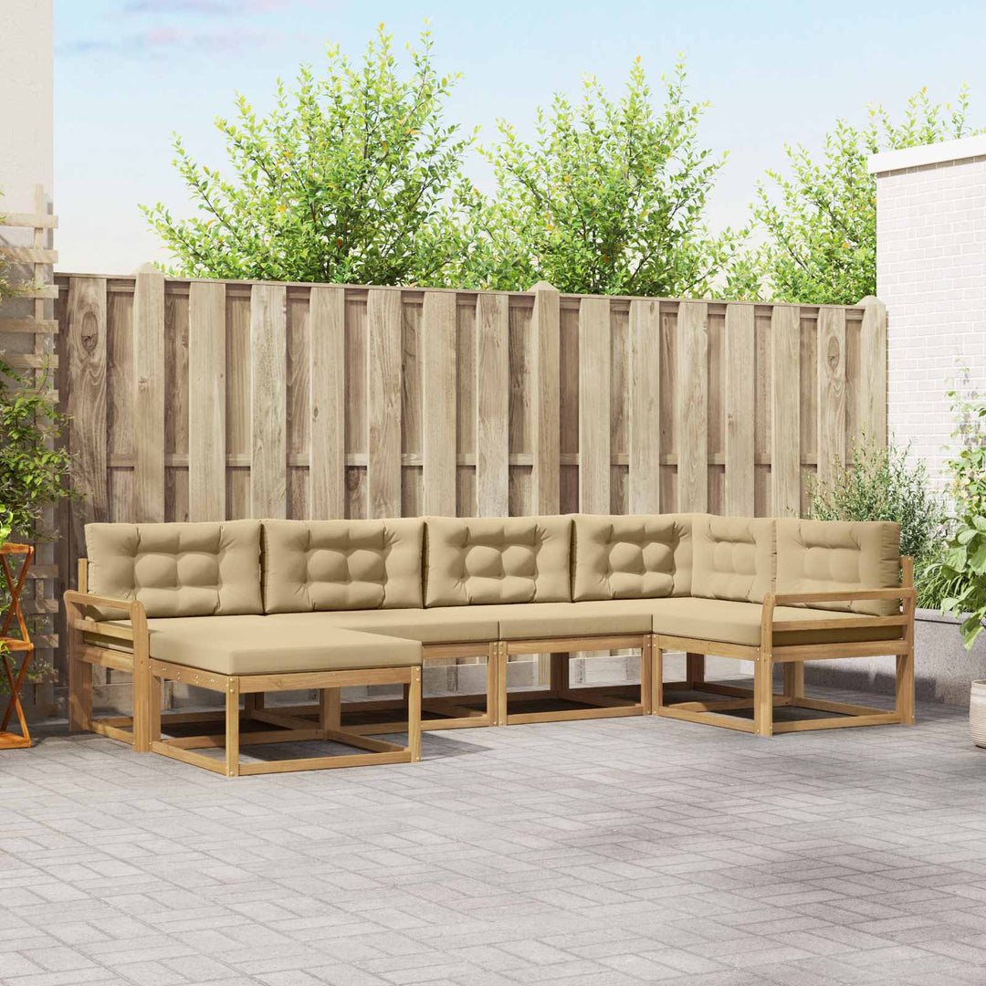 Udendørs sofagruppe 5 stk. Hvid og Beige Polyester