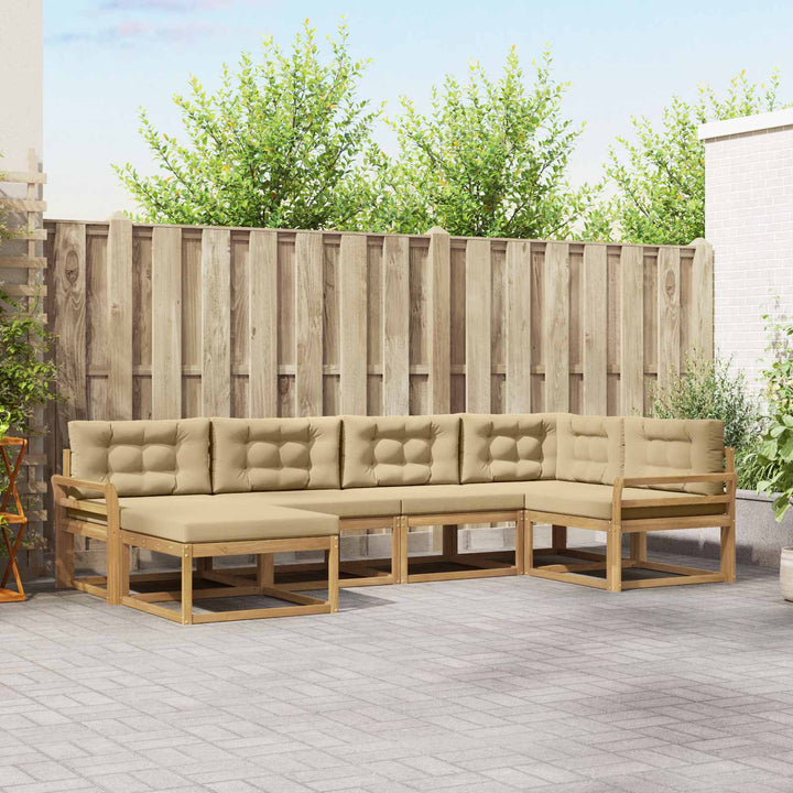 Udendørs sofagruppe 5 stk. Hvid og Beige Polyester