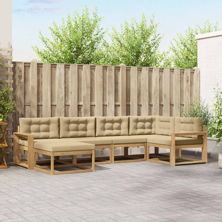 Udendørs sofagruppe 5 stk. Hvid og Beige Polyester
