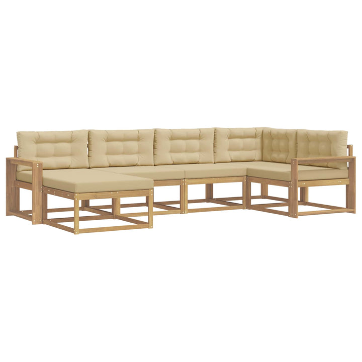 Udendørs sofagruppe 5 stk. Hvid og Beige Polyester