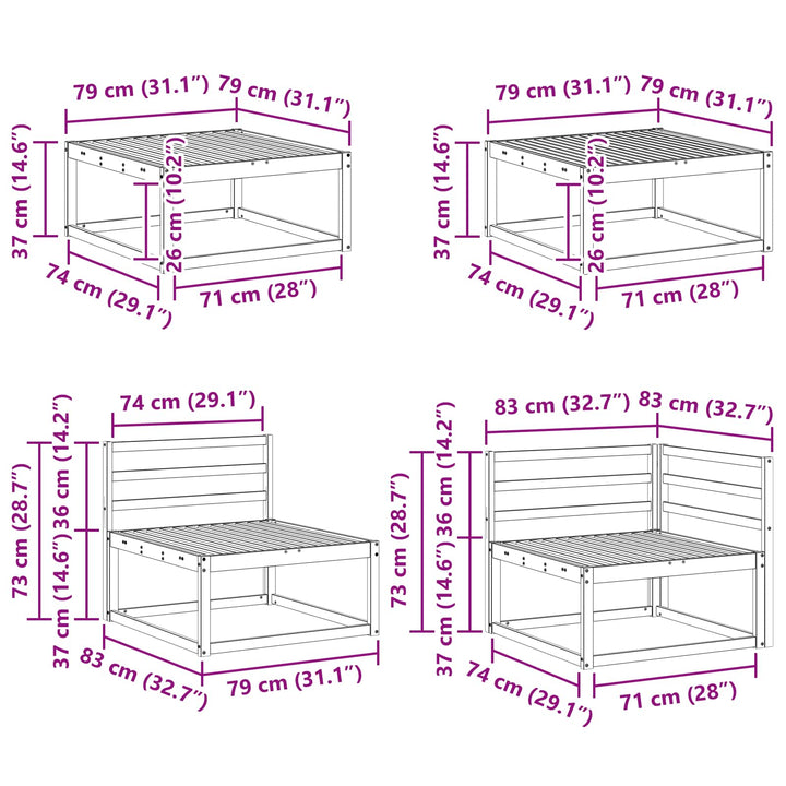 Udendørs sofagruppe 7 pcs Hvid Massivt Akacietræ