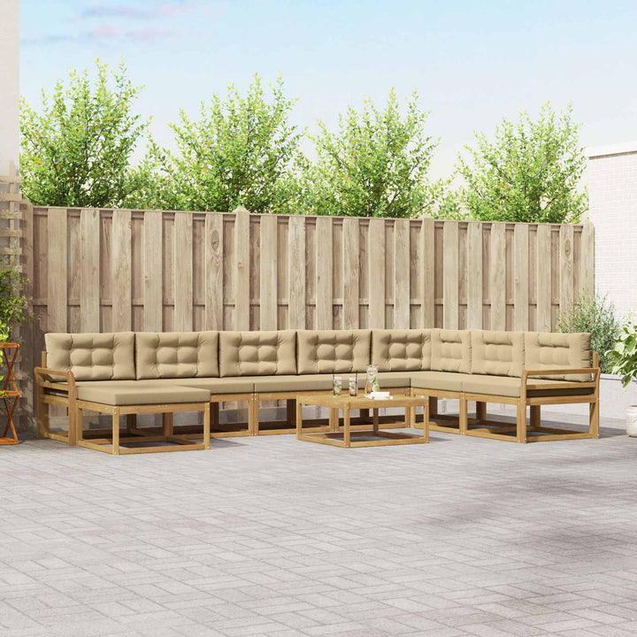 Udendørs sofagruppe 9 pcs Hvid og Beige