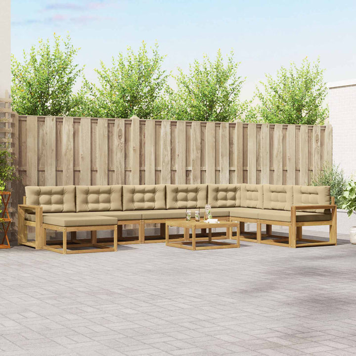 Udendørs sofagruppe 9 pcs Hvid og Beige
