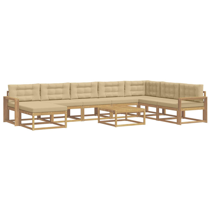 Udendørs sofagruppe 9 pcs Hvid og Beige