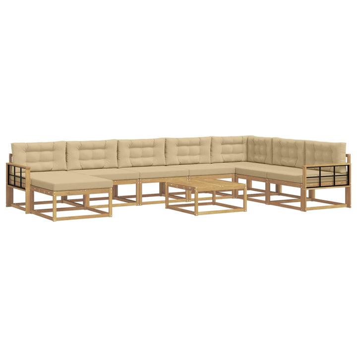 Udendørs sofagruppe 9 pcs Hvid og Beige