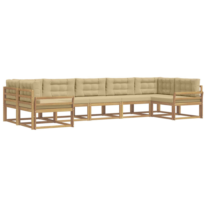 Udendørs sofagruppe med pude 7 pcs Hvid og Beige