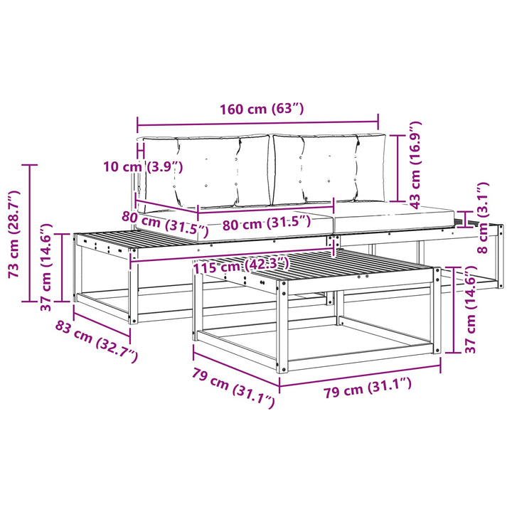 Udendørs sofagruppe med pude Hvid 79 x 79 x 37 cm Polyester