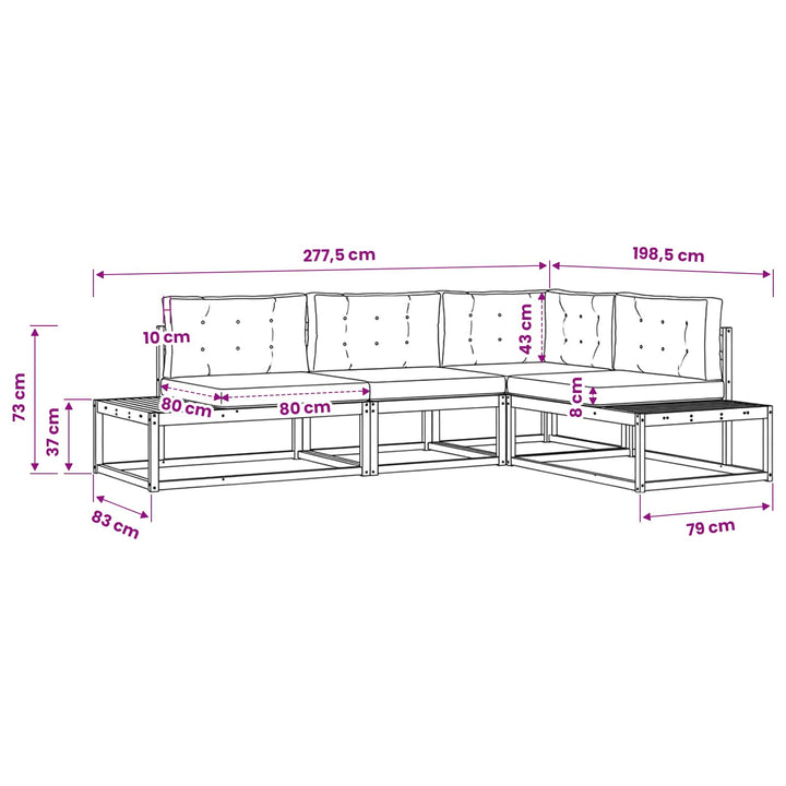 Udendørs sofagruppe Hvid 277,5 x 198,5 x 73 cm Polyester