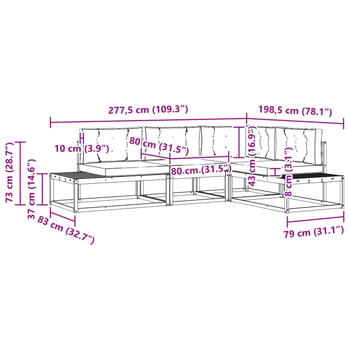 Udendørs sofagruppe Hvid 277,5 x 198,5 x 73 cm Polyester