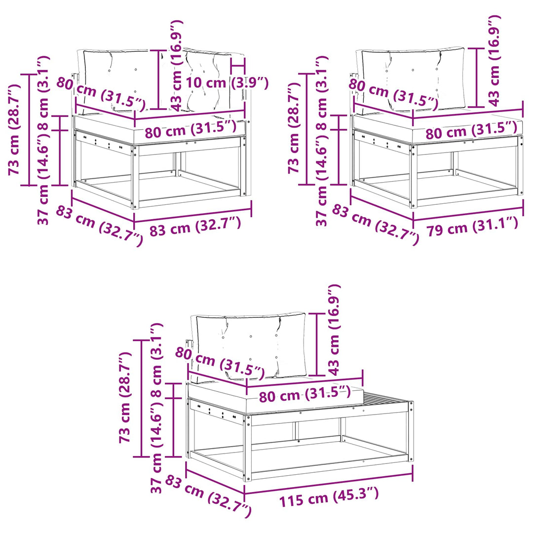 Udendørs sofagruppe med pude Hvid 357 x 198,5 x 73 cm Polyester