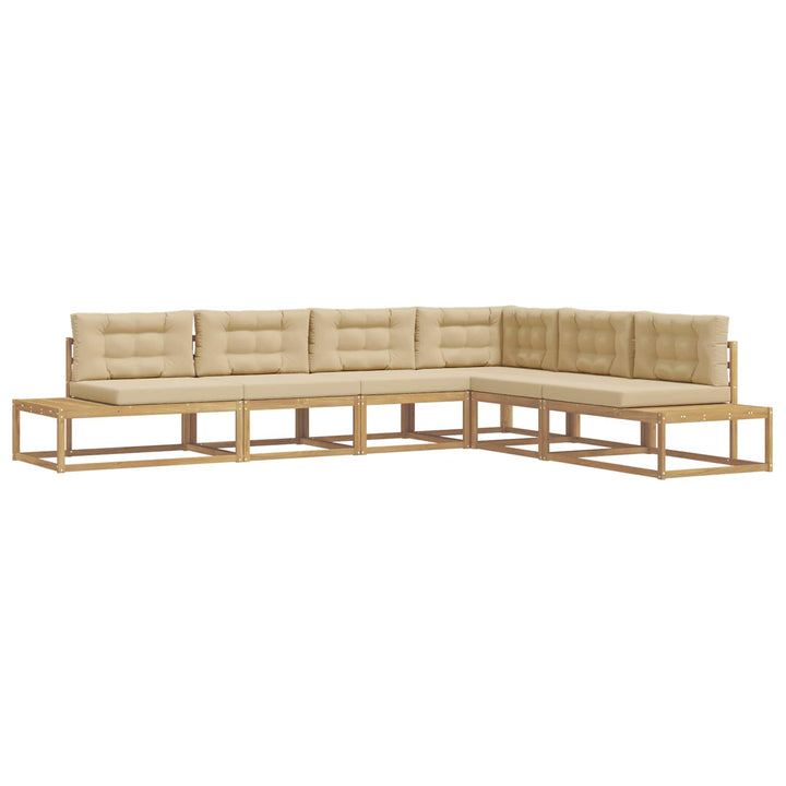 6 pcs Udendørs sofagruppe Polyester Hvid og Beige