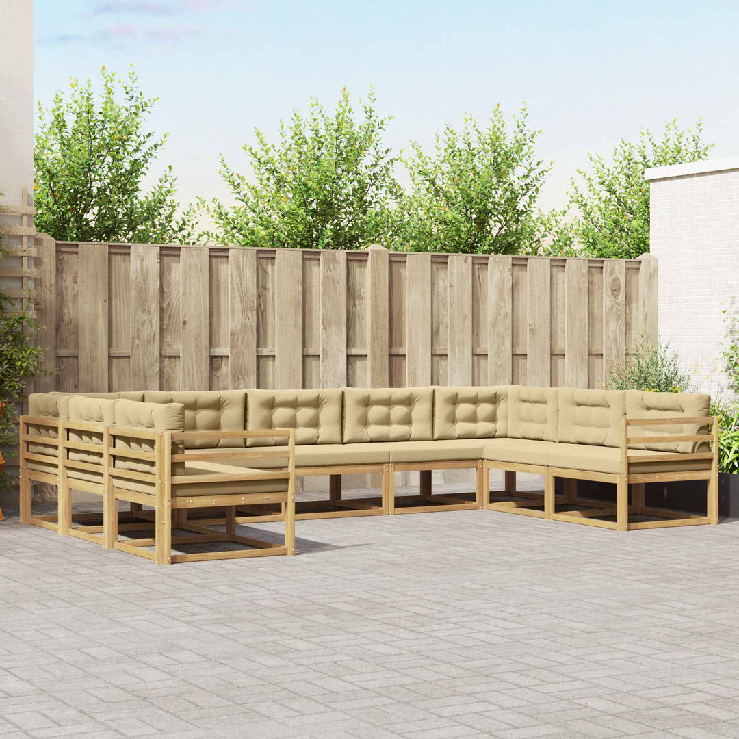 Udendørs sofagruppe med pude 9 pcs Hvid og Beige