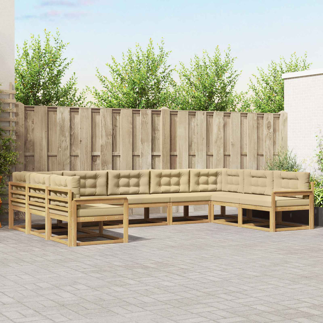 Udendørs sofagruppe med pude 9 pcs Hvid og Beige