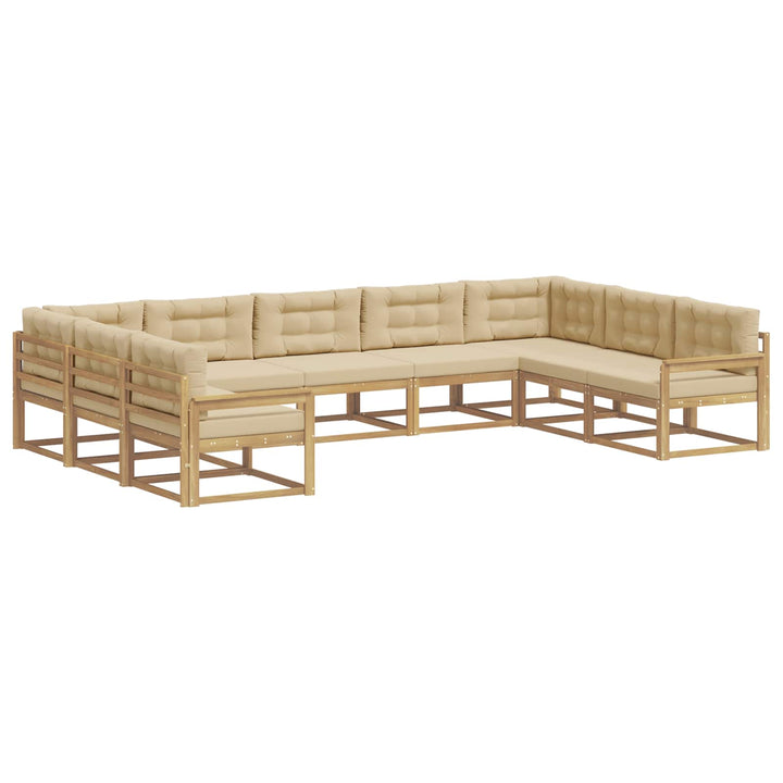 Udendørs sofagruppe med pude 9 pcs Hvid og Beige