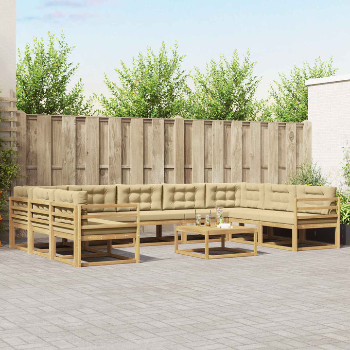 Udendørs sofagruppe med pude 10 pcs Hvid og Beige