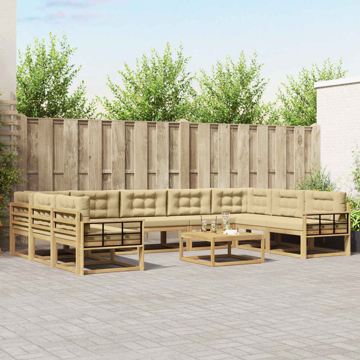 Udendørs sofagruppe med pude 10 pcs Hvid og Beige