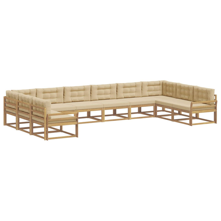 Udendørs sofagruppe med pude 10 pcs Hvid og Beige