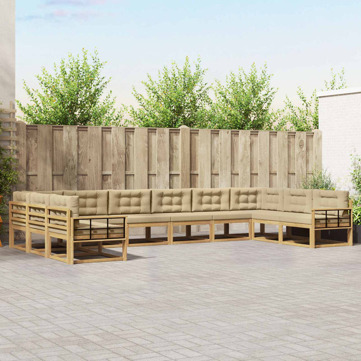 Udendørs sofagruppe med pude 10 pcs Hvid og Beige