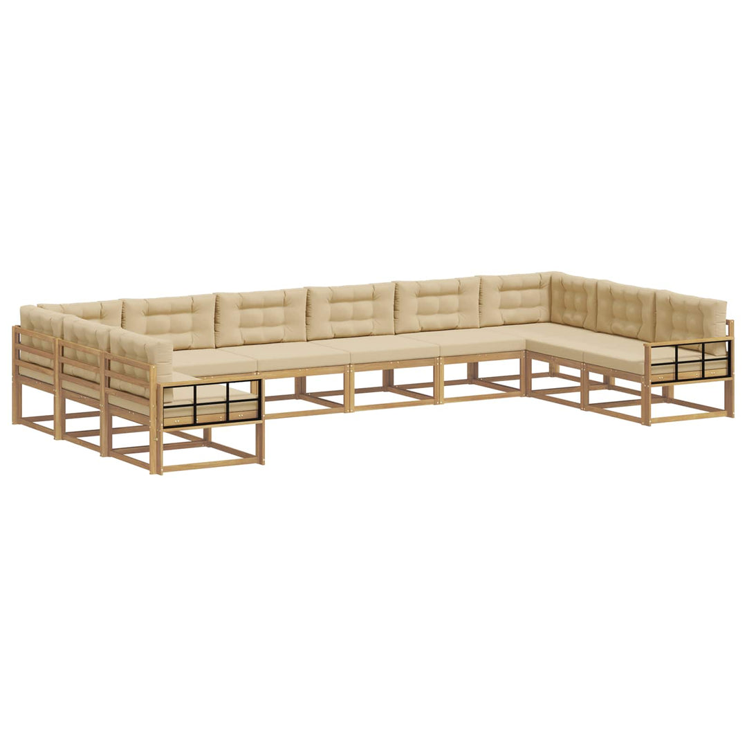 Udendørs sofagruppe med pude 10 pcs Hvid og Beige