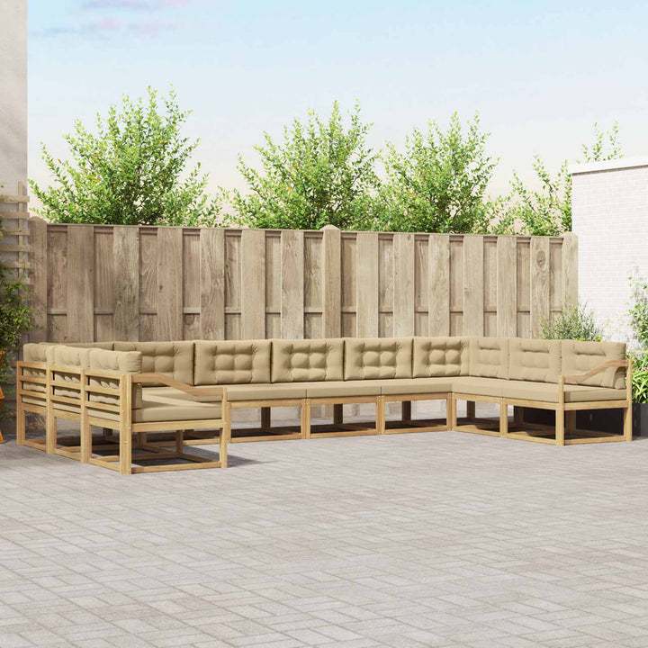 Udendørs sofagruppe med pude 10 pcs Hvid og Beige