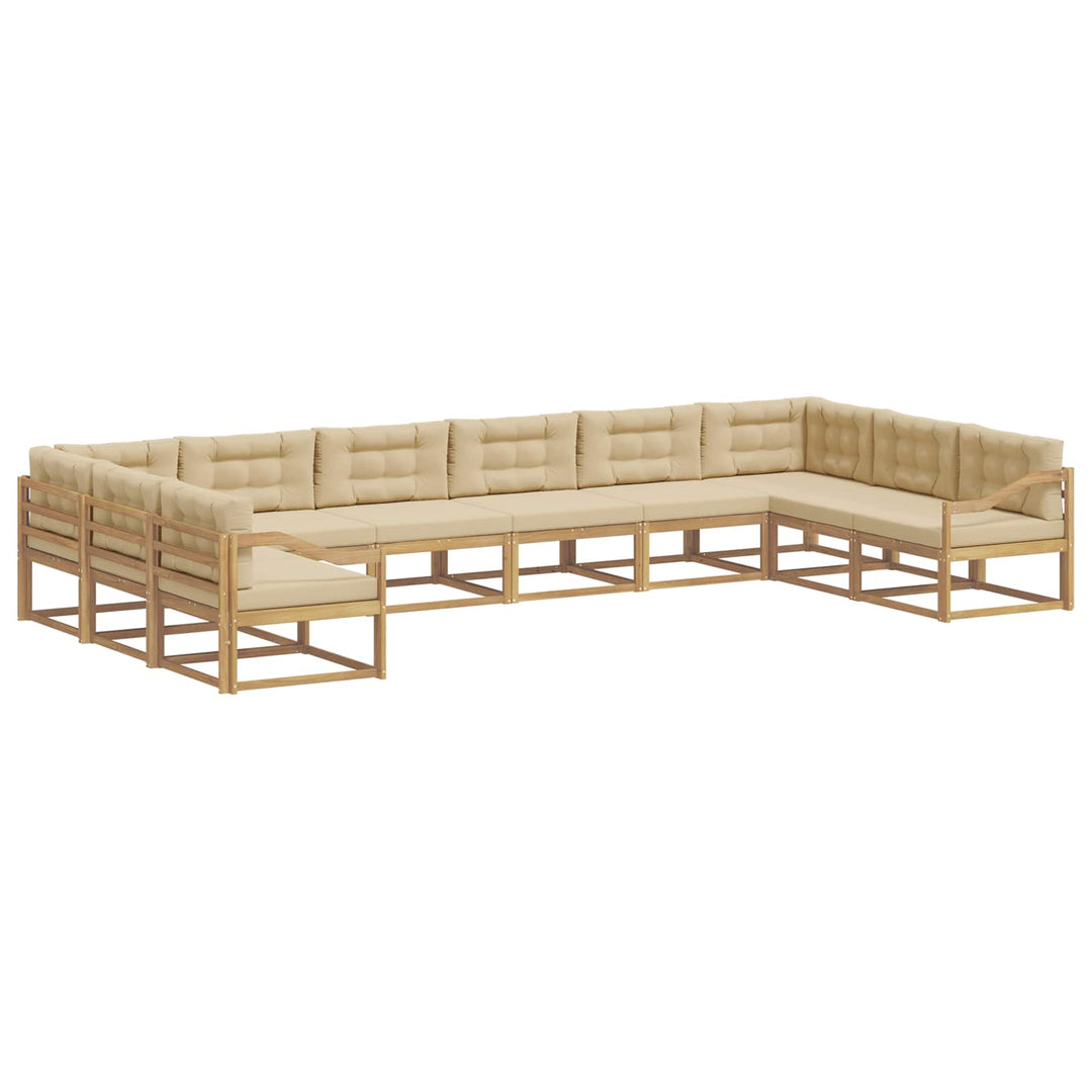 Udendørs sofagruppe med pude 10 pcs Hvid og Beige
