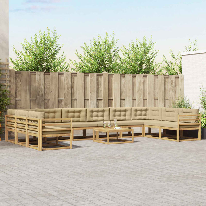 Udendørs sofagruppe med pude 11 pcs Hvid og Beige