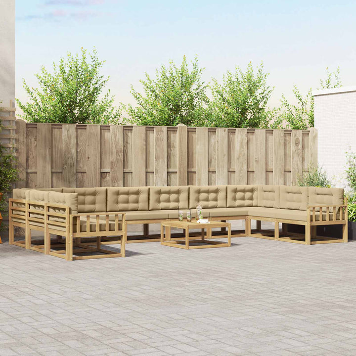 Udendørs sofagruppe med pude 11 pcs Hvid og Beige