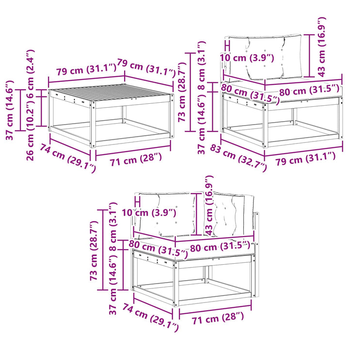 Udendørs sofagruppe 11 stk. Hvid og lysegrå