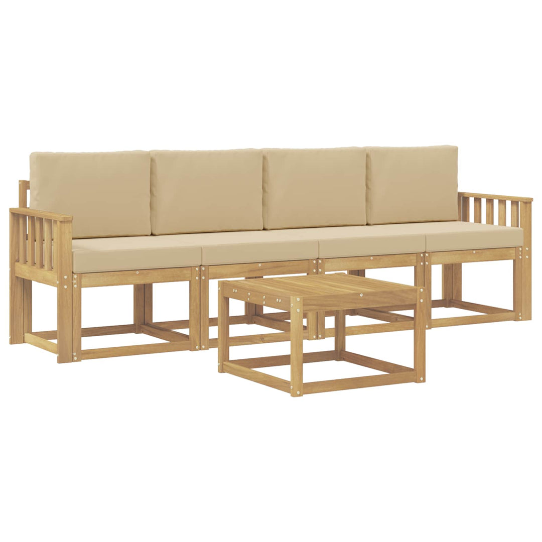 Udendørs sofagruppe med pude 5 pcs Hvid og Beige