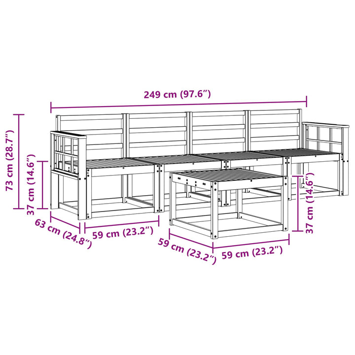 Udendørs sofagruppe 5 stk. Hvid Massivt Akacietræ