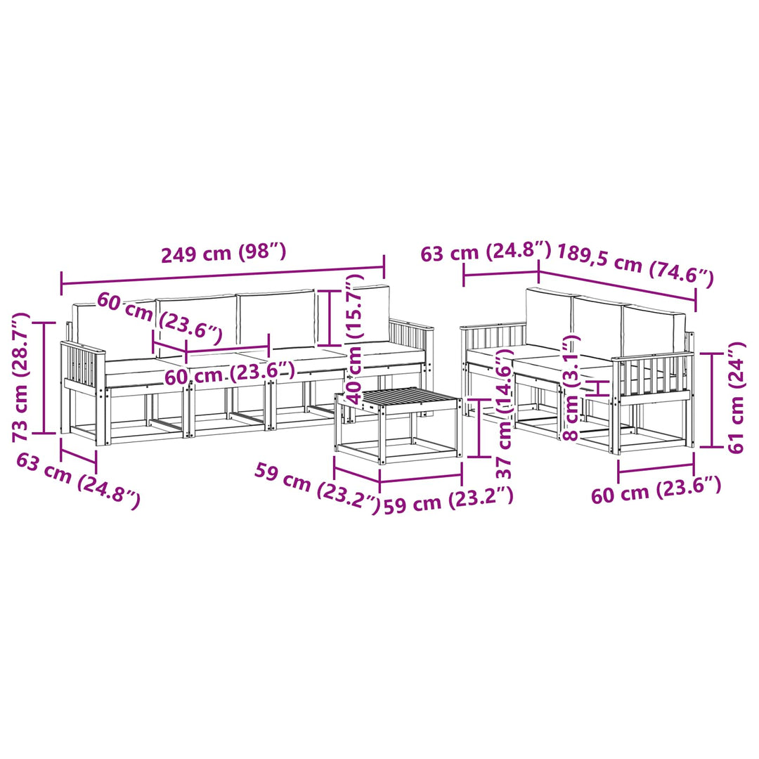 Udendørs sofagruppe 7 stk.