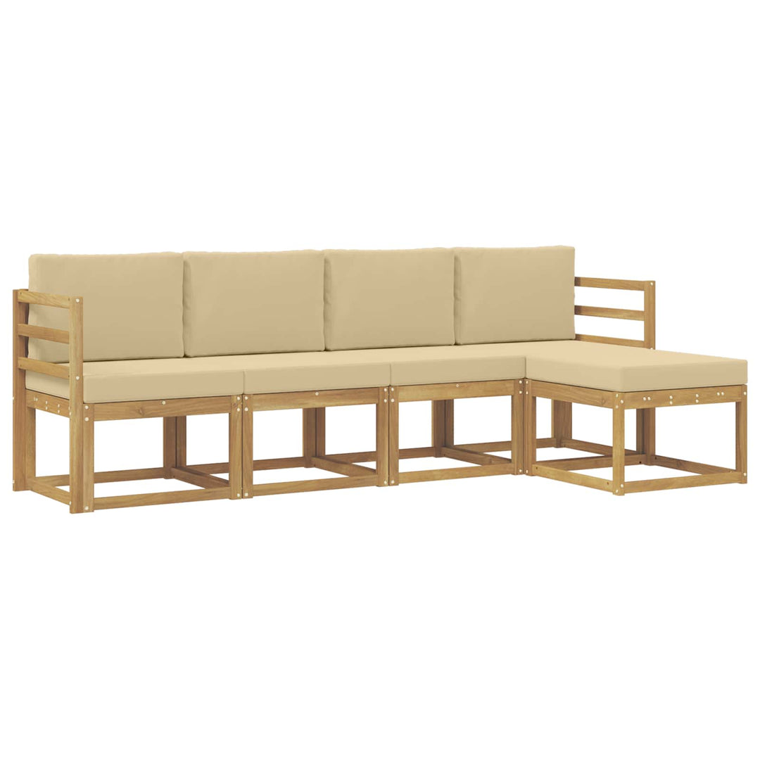 Udendørs sofagruppe med pude 5 pcs Hvid og Beige