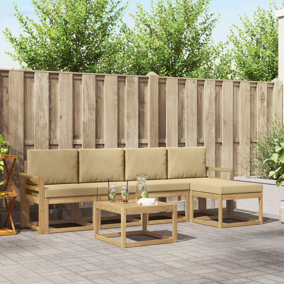 Udendørs sofagruppe med pude 6 pcs Hvid og Beige