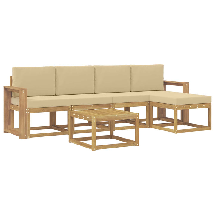 Udendørs sofagruppe med pude 6 pcs Hvid og Beige