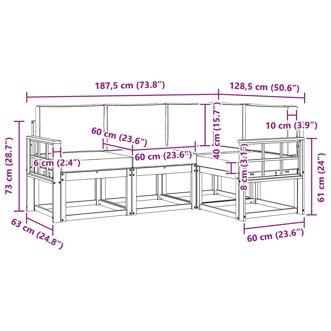 Udendørs sofagruppe 4 stk. Hvid og cremefarvet