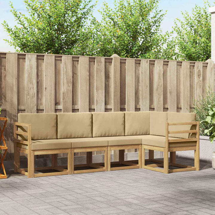 Udendørs sofagruppe med pude 5 pcs Hvid og Beige