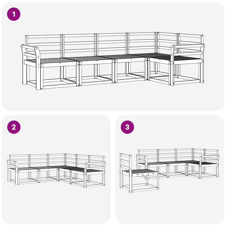 Udendørs sofagruppe 5 pcs Hvid Massivt Akacietræ