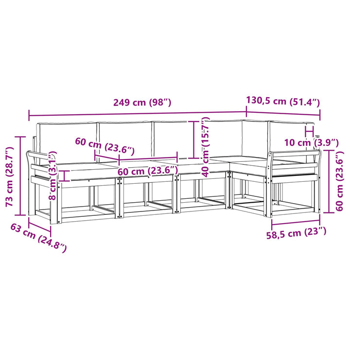 Udendørs sofagruppe 5 stk. Hvid og antracit