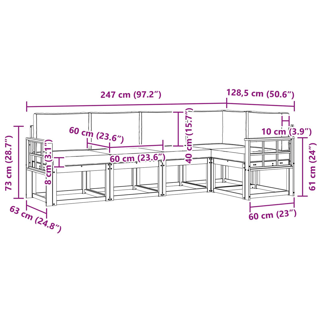 Udendørs sofagruppe 5 stk. Hvid og antracit