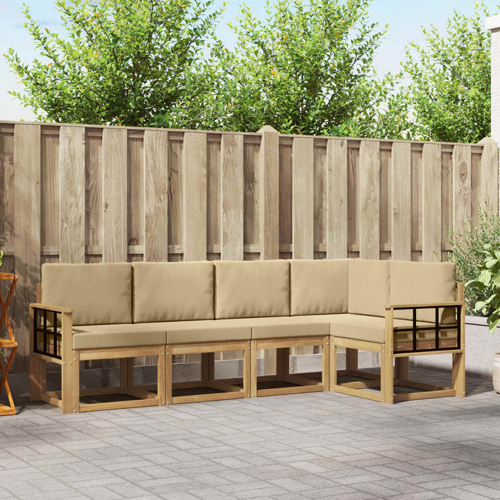 Udendørs sofagruppe med pude 5 pcs Hvid og Beige