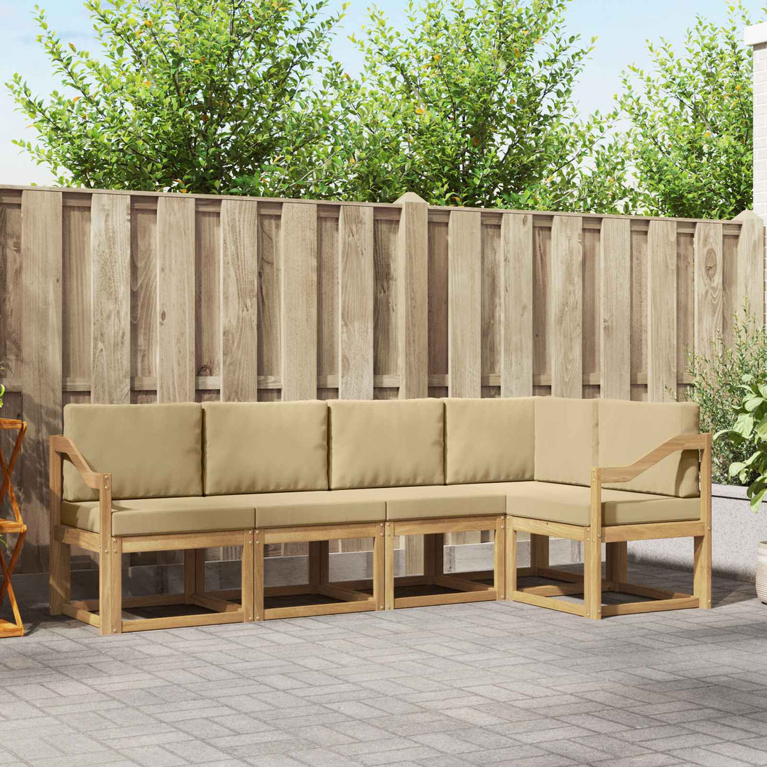 Udendørs sofagruppe med pude 5 pcs Hvid og Beige