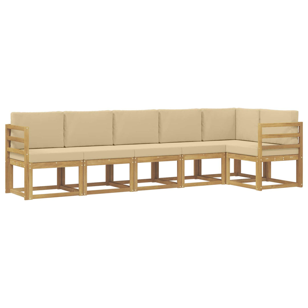 Udendørs sofagruppe 6 stk. Hvid og Beige Polyester