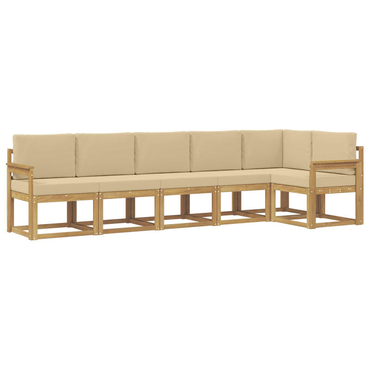 Udendørs sofagruppe 6 stk. Hvid og Beige Polyester