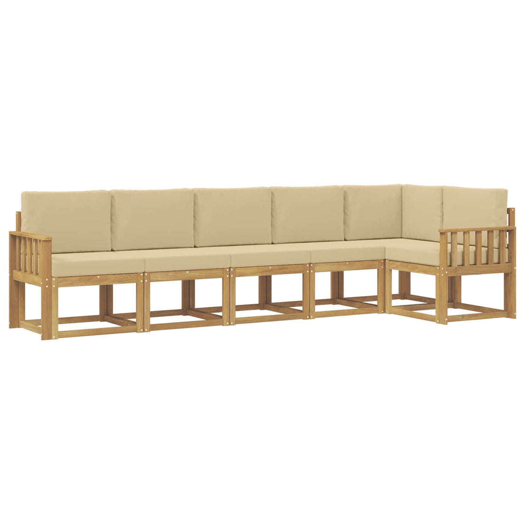 Udendørs sofagruppe 6 stk. Hvid og Beige Polyester