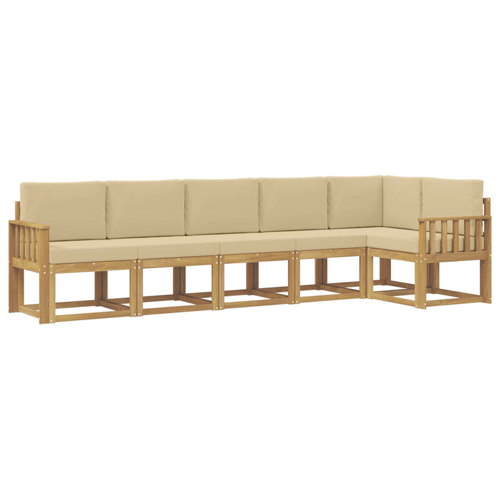 Udendørs sofagruppe 6 stk. Hvid og Beige Polyester