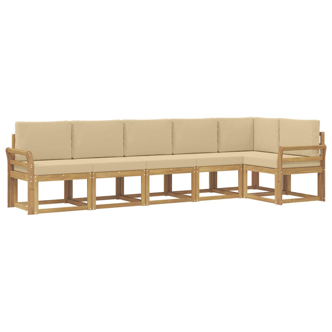 Udendørs sofagruppe 6 stk. Hvid og Beige Polyester