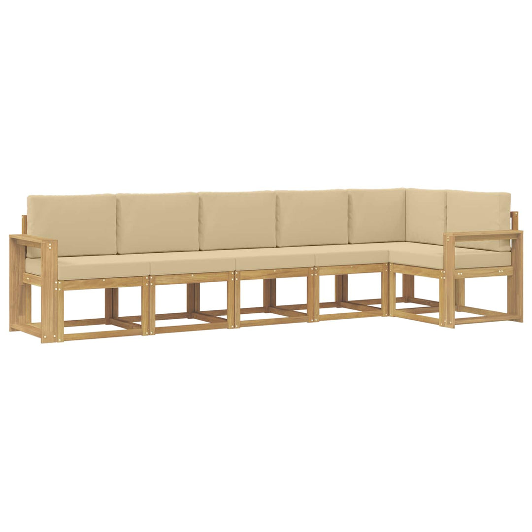 Udendørs sofagruppe 6 stk. Hvid og Beige Polyester