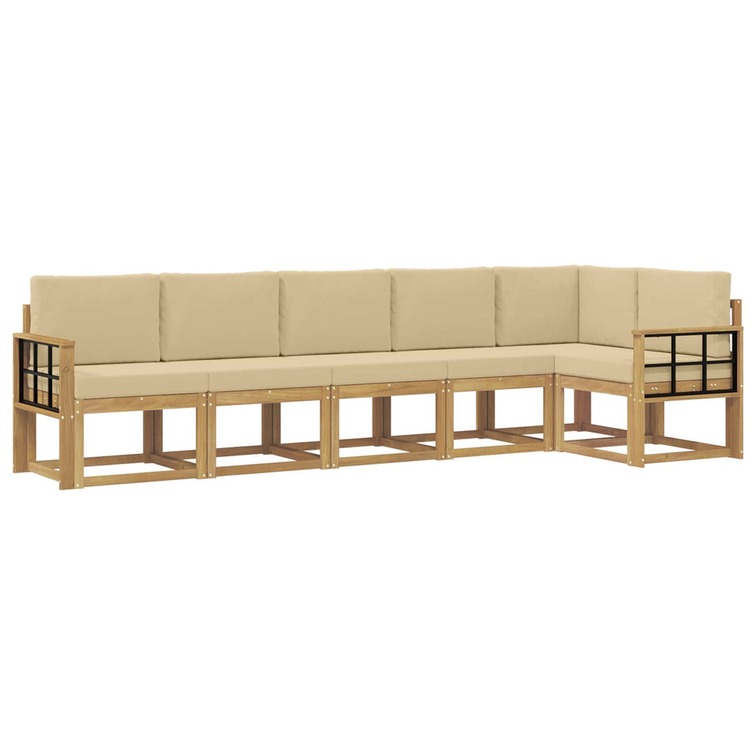 Udendørs sofagruppe 6 stk. Hvid og Beige Polyester