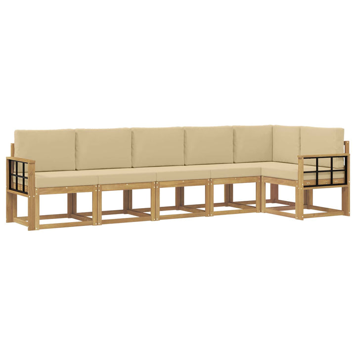 Udendørs sofagruppe 6 stk. Hvid og Beige Polyester