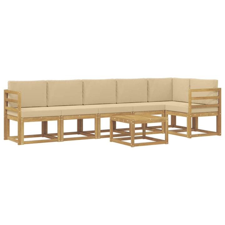 Udendørs sofagruppe 7 stk. Hvid og Beige Polyester
